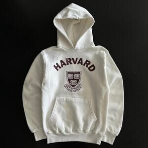 White vintage univeristy of harvard 1980s hoodie
